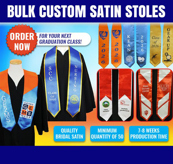 Graduation Stoles - Bulk Custom Satin Stoles