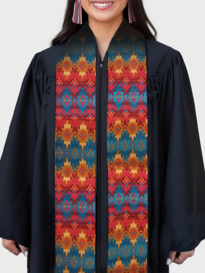 Plain Native Fabric Stole With Feathers