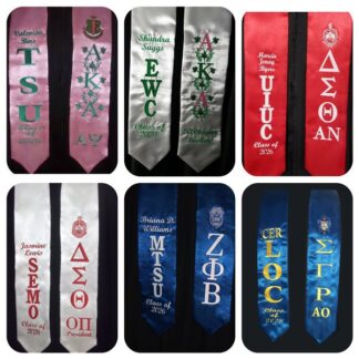 Personalized Greek Embroidered Satin Stole