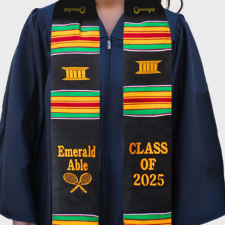 Personalized Embroidered Kente Stoles.