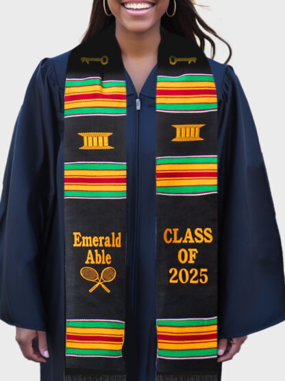 Personalized Embroidered Kente Stoles.