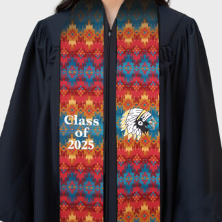 Personalized Native Fabric Stole with Feathers