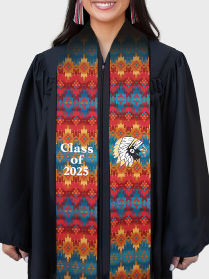Personalized Native Fabric Stole with Feathers
