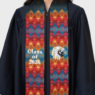 Personalized Native Fabric Stole with Feathers