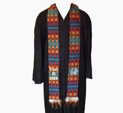 Personalized Native Fabric Stole with Feathers - Image 5