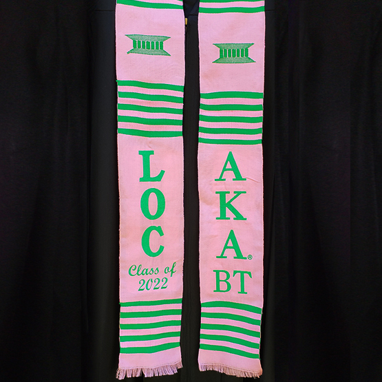 Personalized 2 lines Greek Kente Stoles - Image 3