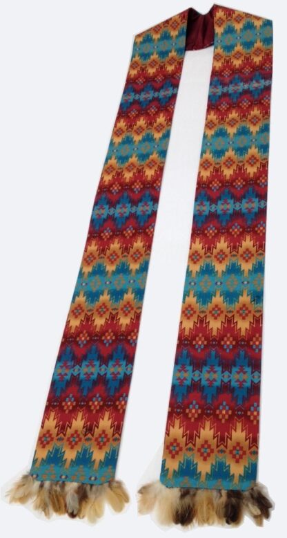 Personalized Native Fabric Stole with Feathers - Image 4