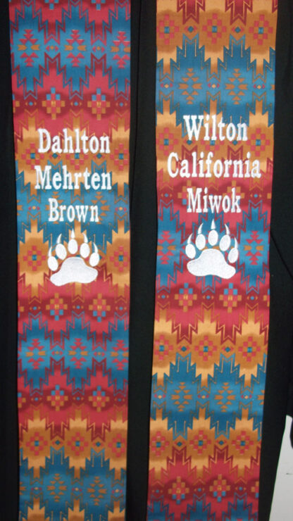 Personalized Native Fabric Stole with Feathers - Image 2