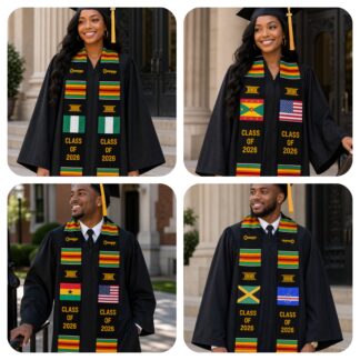 Class of 2026 Kente Stole with Flags