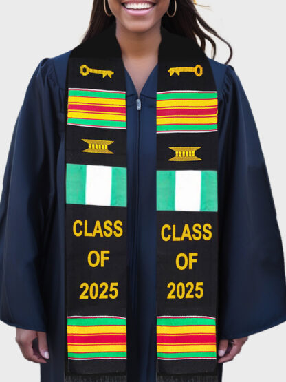 Class of 2025 Kente Stole with Flags