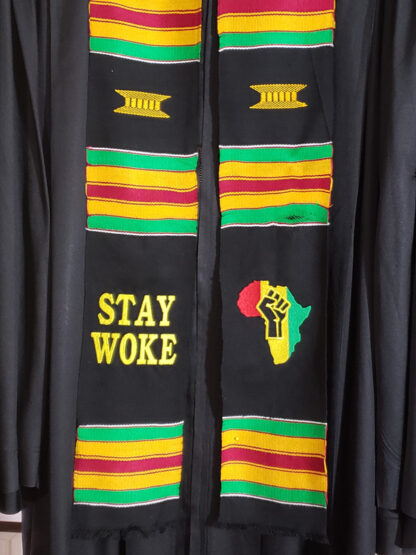 Personalized Embroidered Kente Stoles with African, Caribbean & International Flags - Image 3