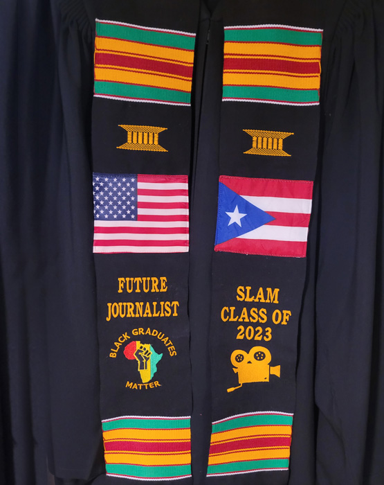 Personalized Embroidered Kente with African, Caribbean & International Flags - Graduation-Stoles.com