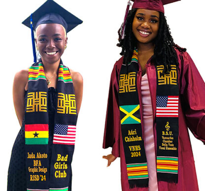 Personalized Embroidered Kente Stoles with African, Caribbean & International Flags - Image 5