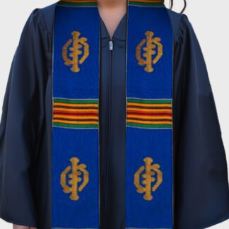 Plain Blue "Gye Nyame" Adrinkra Symbol Stole