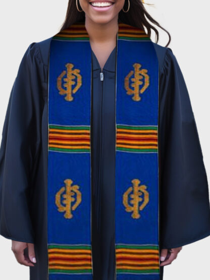Plain Blue "Gye Nyame" Adrinkra Symbol Stole