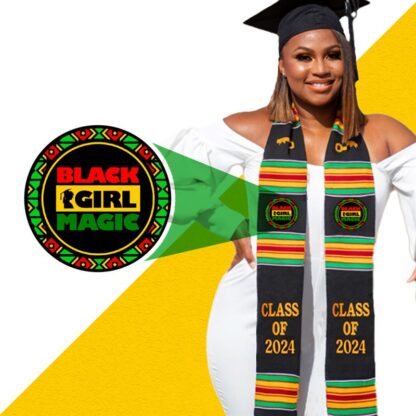 Black Girl Magic Patches Kente Stole - Image 4