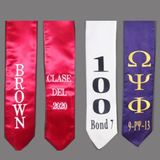 Personalized Embroidered Pre-Sewn Satin Stoles (60 & 72 Inch)
