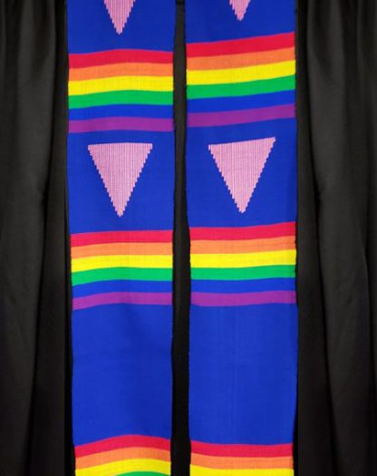 Blank (DIY) Blue Handwoven Rainbow Stole