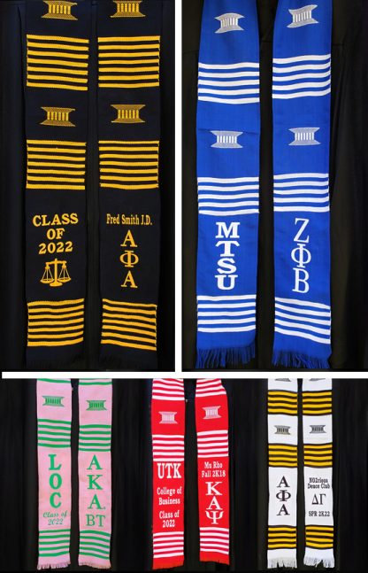 Personalized Embroidered Greek Kente Stoles