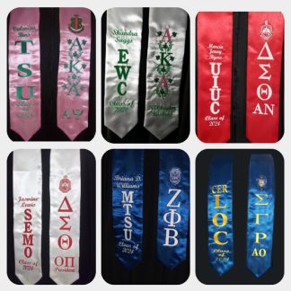 Personalized Greek Embroidered Satin Stole