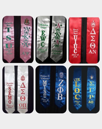 Personalized Greek Embroidered Satin Stole