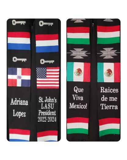 Personalized Handwoven Hispanic Stoles with Flags - Image 2