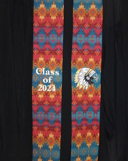 Personalized Native Fabric Stole with Feathers - Image 3