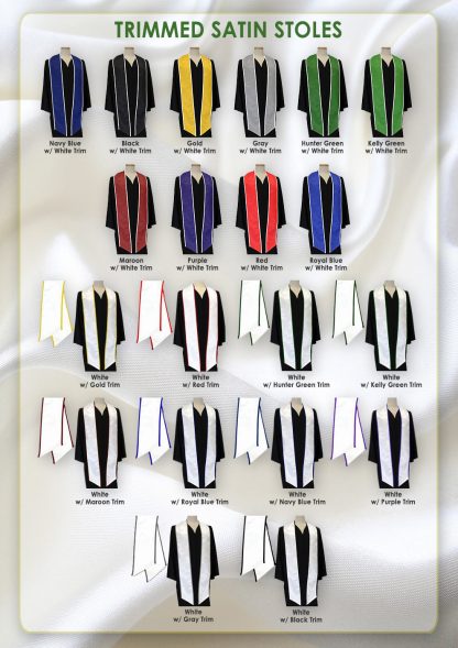 Plain Trimmed Satin Stoles (84 inch x 5 inch)